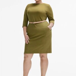 MM Lafleur Green Sheath Dress with Dolman Sleeves